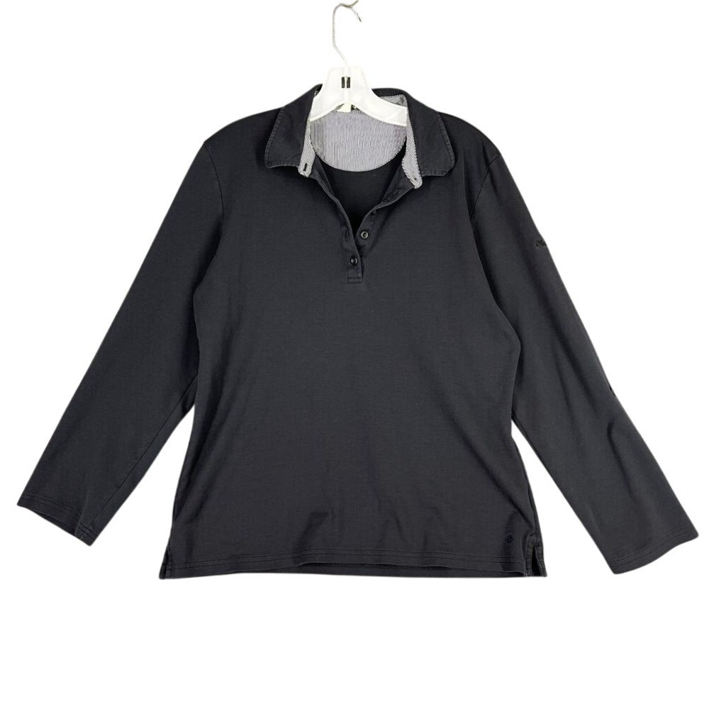 Bobby Jones Polo Shirt Womens XL Black Clover Golfing Peru Embroidered